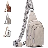 VNINE Sling Bag Crossbody Bags for Women: Leather Small Sling Backpack with 3 Pocket Fanny Packs Chest Bag for Dating Travel