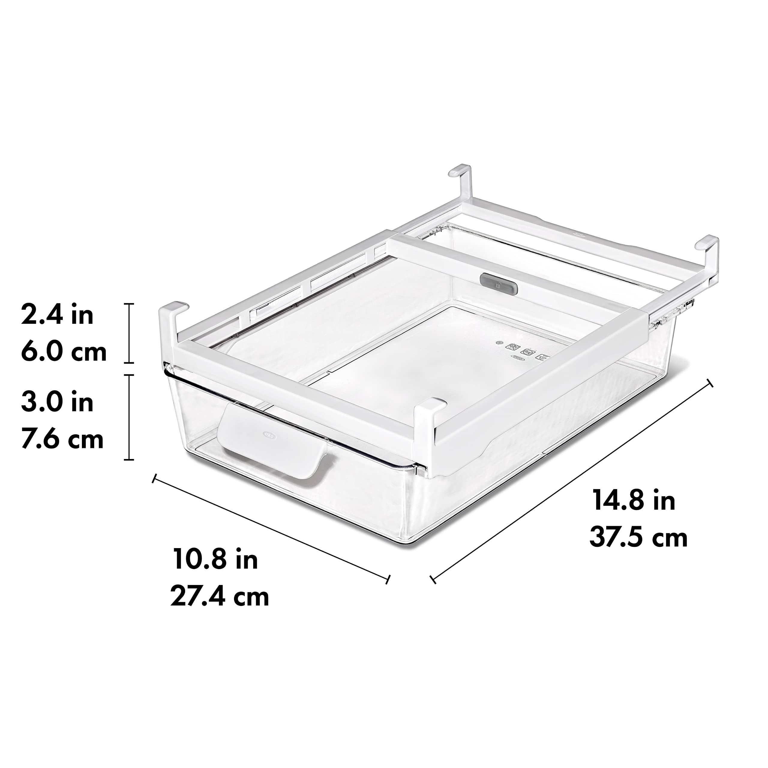 OXO Good Grips Fridge Undershelf Drawer 14 in - for Deli Meat, Cheese, Produce and More
