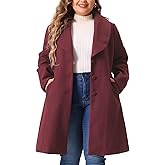 Agnes Orinda Plus Size Winter Coat for Women 2025 Fall Elegant Notched Shawl Collar Single Breasted Outerwear Trench Coat