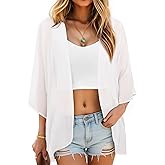BB&KK Women's Chiffon Kimono Loose Casual Open Front Cover Ups