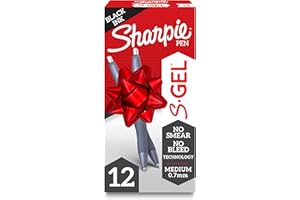 Sharpie S-Gel Gel Pens, Blue Barrel, Medium Point (0.7mm), Black Gel Ink Pens, 12 Count - Home, Office, School, Journaling, Writing, Note-Taking, Teacher Supplies