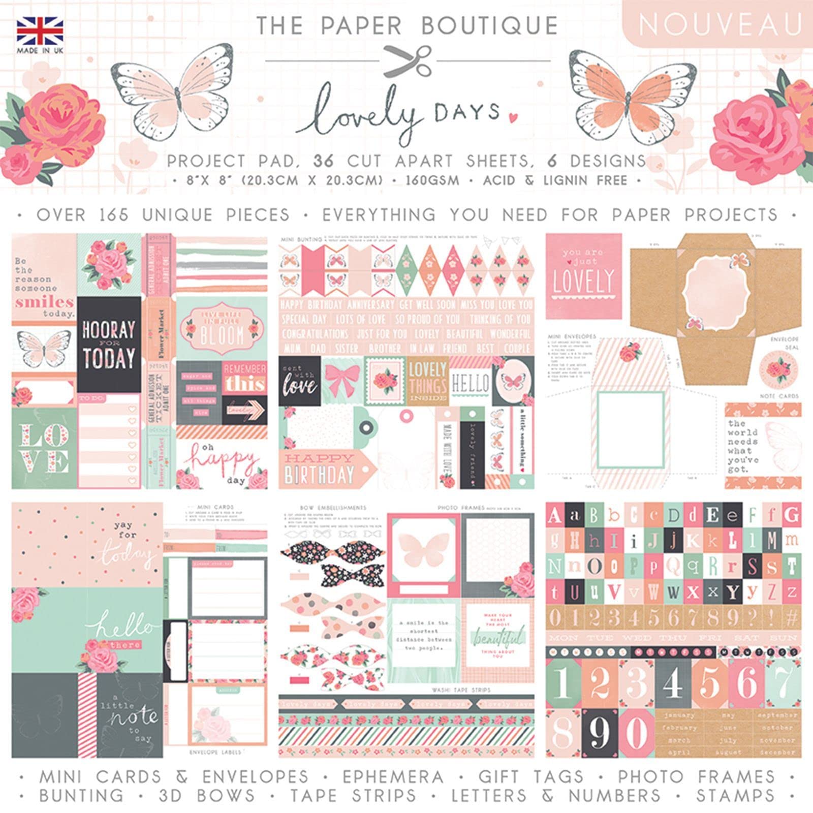 The Paper Boutique Lovely Days-Project Pad, Various, 8 x 8 inches