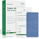 Super Absorbent Dressing for Wound Care 4" x 8" Individual Sterile Pack of 10 Nonstick Soft Surgical Gauze Pad Waterproof Wound Dressing Bandage for Heavily Exuding Wound Care
