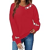 FAYALEQ Valentines Sweatshirt Women Love Heart Graphic Long Sleeve Shirt Cute Valentine's Day Pullover Top