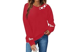 FAYALEQ Valentines Day Sweatshirt Women Love Heart Graphic Long Sleeve Shirt Cute Valentine's Day Pullover Top