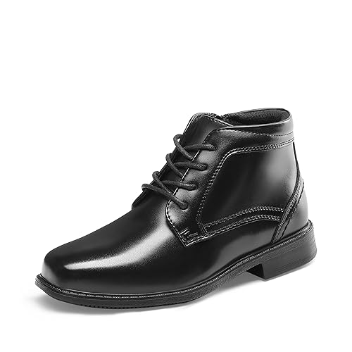 DREAM PAIRS Boys Dress Ankle Boots Waterproof Lace-up Formal School Shoes with Size Zipper,Size 9 Little Kid,Black,SDBB2402K