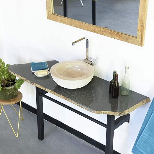 Wohnfreuden Waschtischplatte Flussstein Ca 100x50 Cm Gross Stein Naturstein Amazon De Kuche Haushalt