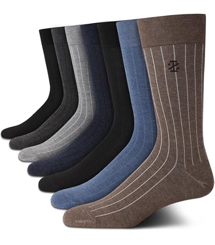 IZOD Mens 7 Pack Dress Casual Socks Lightweight and Moisture Wicking Dress