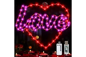 DONSAJI Valentine's Day Decor Heart Window Lights, 15.7" Red Pink Valentine Decorations Window Silhouette Lights with with USB Plug, Valentines Day Decorations Heart Light for The Home
