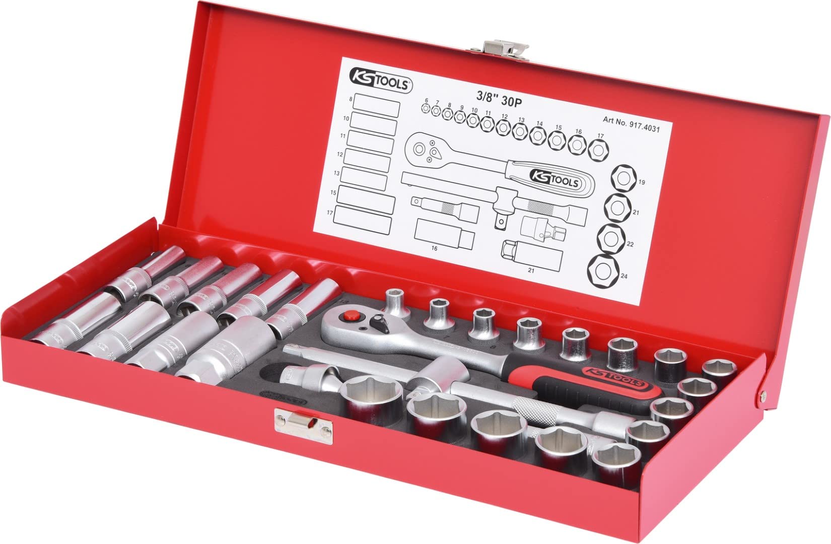 KS Tools 917.4031 3/8-inch Classic Hex Socket Set (30 Pieces)