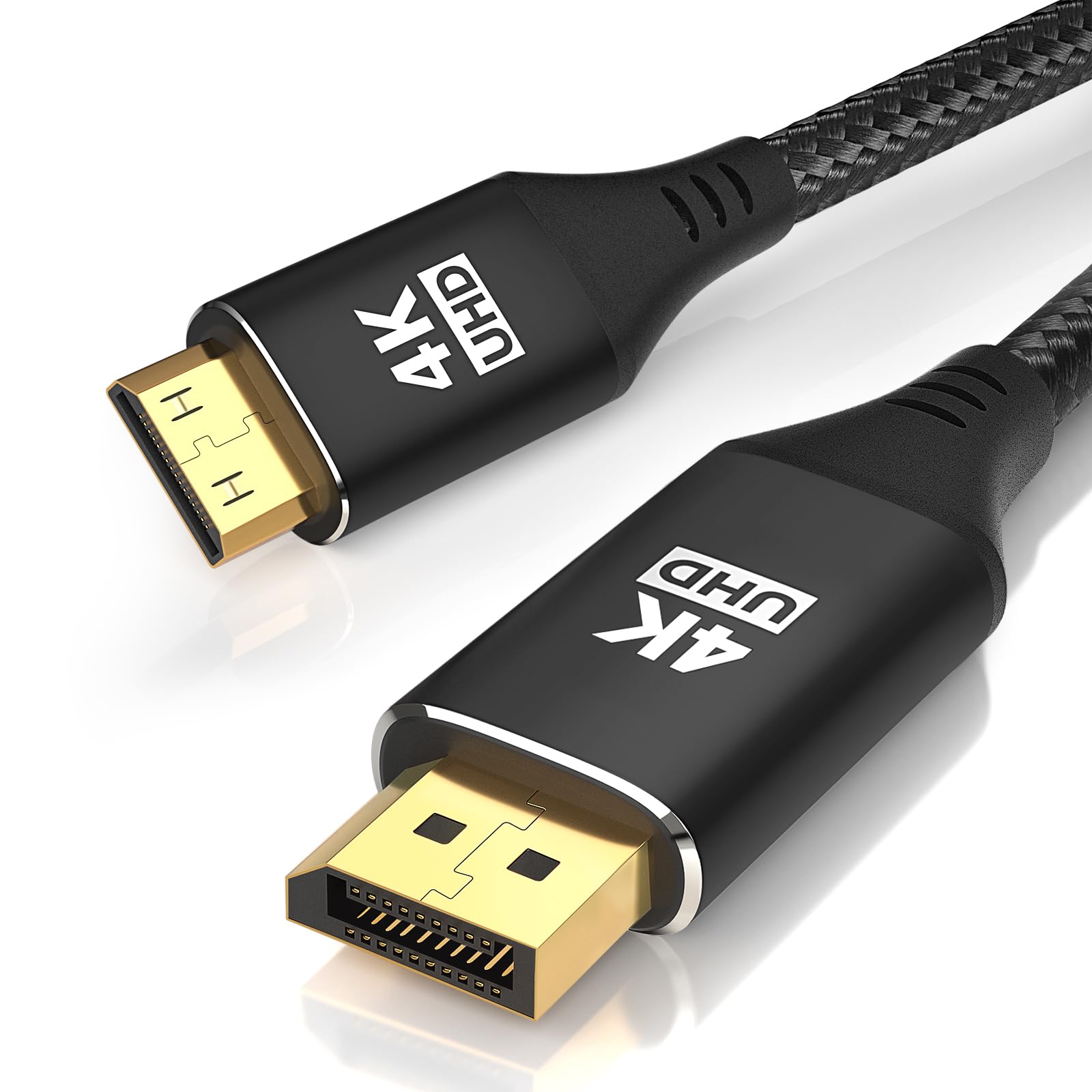 Photo 1 of 4K DisplayPort to Mini HDMI Cable 3FT, DP to Mini HDMI Male Video UHD 1440P/2K@120Hz,4K@30 Nylon DP to Mini HDMI Uni-Directional Cord for Dell, Desktop, AMD, NVIDIA, Lenovo, HP, ThinkPad