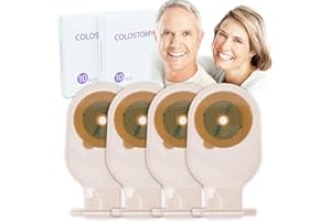 RLOVAL 20 PCS Colostomy Bags, Ostomy Supplies, Two Piece Drainable Pouches Thickened Hydrocolloid Ostomy Bag for Ileostomy Stoma Care, Cut-to-Fit (Max 70mm) (20PCS Bags+5PCS Barriers) (One-Piece Model)