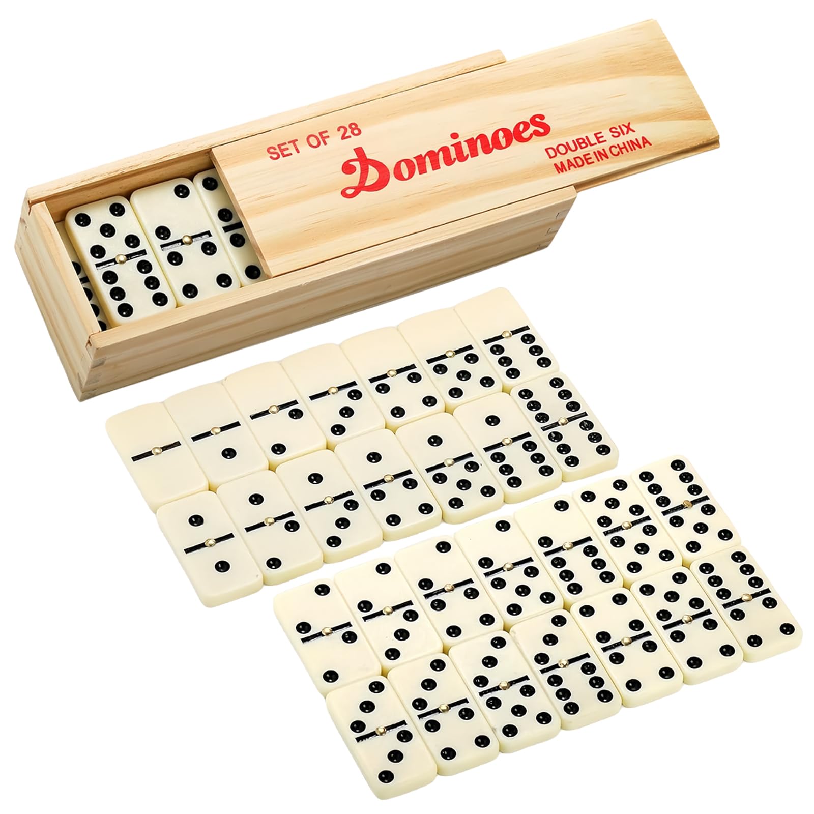 COSORO Classic Double Six Dominoes Set for Adults,Dominoes for Children Board Games,28 Pieces Traditional Dominos Set in Wooden Box,Retro Domino Game Gift for Christmas Family Gathering Travel Party