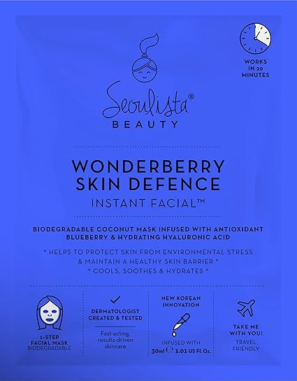 Download Seoulista Wonderberry Skin Defence Instant Facial Beauty Face Mask Naturally Derived Coconut Sheet Mask Award Winning Ultimate Antioxidant Mask Protects Skin 30ml Amazon Co Uk Beauty PSD Mockup Templates