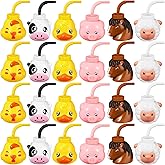 Roshtia 24 Sets Farm Animal Cups with Straws and Lids 11 oz Plastic Animal Themed Cute Pig Sheep Chicken Duck Horse Cow Straw Cups for Kids Birthday Farm Theme Party Favor Supplies