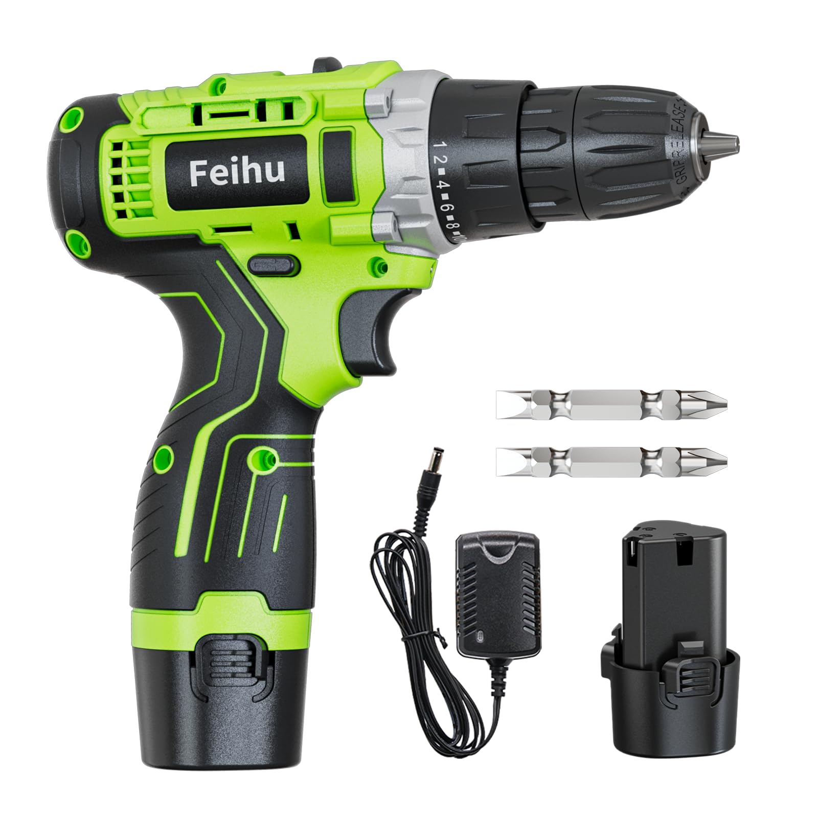 Electric Screwdriver, Drill Screwdriver, Rechargeable Impact Driver, 21 V, Lithium Ion Rechargeable Battery, Spare Battery Included, LED Light, Screw Tightening