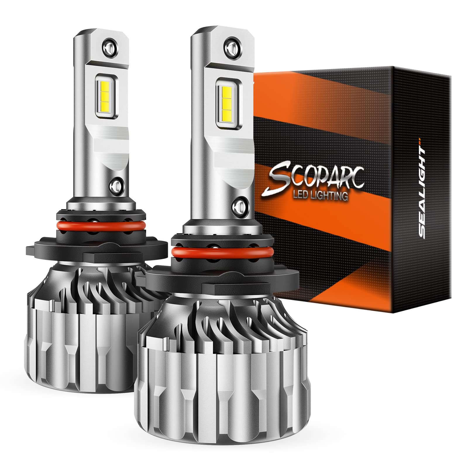 SEALIGHT 9005/HB3 Bulbs 36000LM Super Bright, 6500K Cool White 9005 Drving Lights, 60000+ Hours HB3 Powersport Bulbs with Fan, Easy Plug-N-Play, IP68, Marker Light Assemblies, Pack of 2