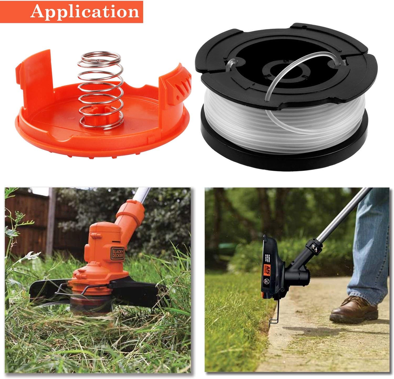 Thten String Trimmer Spool Replacement for Black and Decker AF-100, 30ft 0.065" Refills Line Auto Feed Single Weed Eater, GH600 GH900 Edger with RC-100-P Spool Cap Covers (6 Spools, 1 Cap, 1 Spring) : Garden & Outdoor
