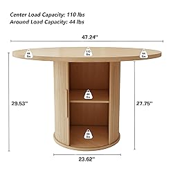 weselon 47 inch Round Dining Table for 4, Kitchen
