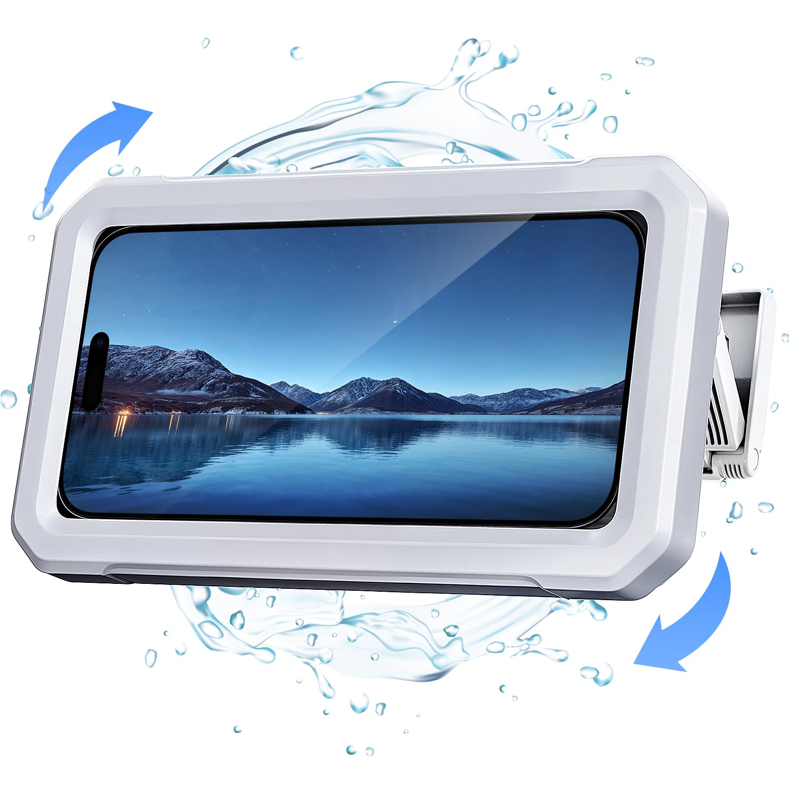 Coolpow Shower Phone Holder Waterproof【480°Rotatable】Retractable Adjustable Shower Phone Case Shower Stall Accessories for Bathroom Wall Phone Mount Stand Water Proof Anti Fog Case for 4-7"Cellphones
