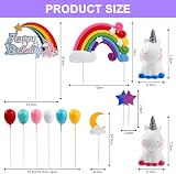 OSDUE 21PCS Unicorn Rainbow Cake Toppers Kids Birthday Party Decorations Kit view 2