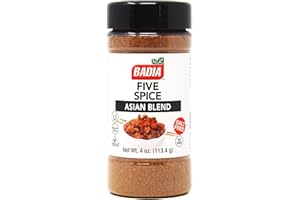 Badia Five Spice Asian Blend, 4 oz – Sweet Aromatic Flavor – Asian Fusion Blend of Anise, Cloves, Cinnamon, Fennel & Ginger, No Salt, Gluten Free