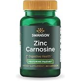 Swanson Zinc Carnosine (PepZinGI) Gastric Health Supplement, 60 Capsules | For Digestive-Sensitive Adults Seeking Stomach Lining Support, Patented PepZinGI Zinc and L-Carnosine