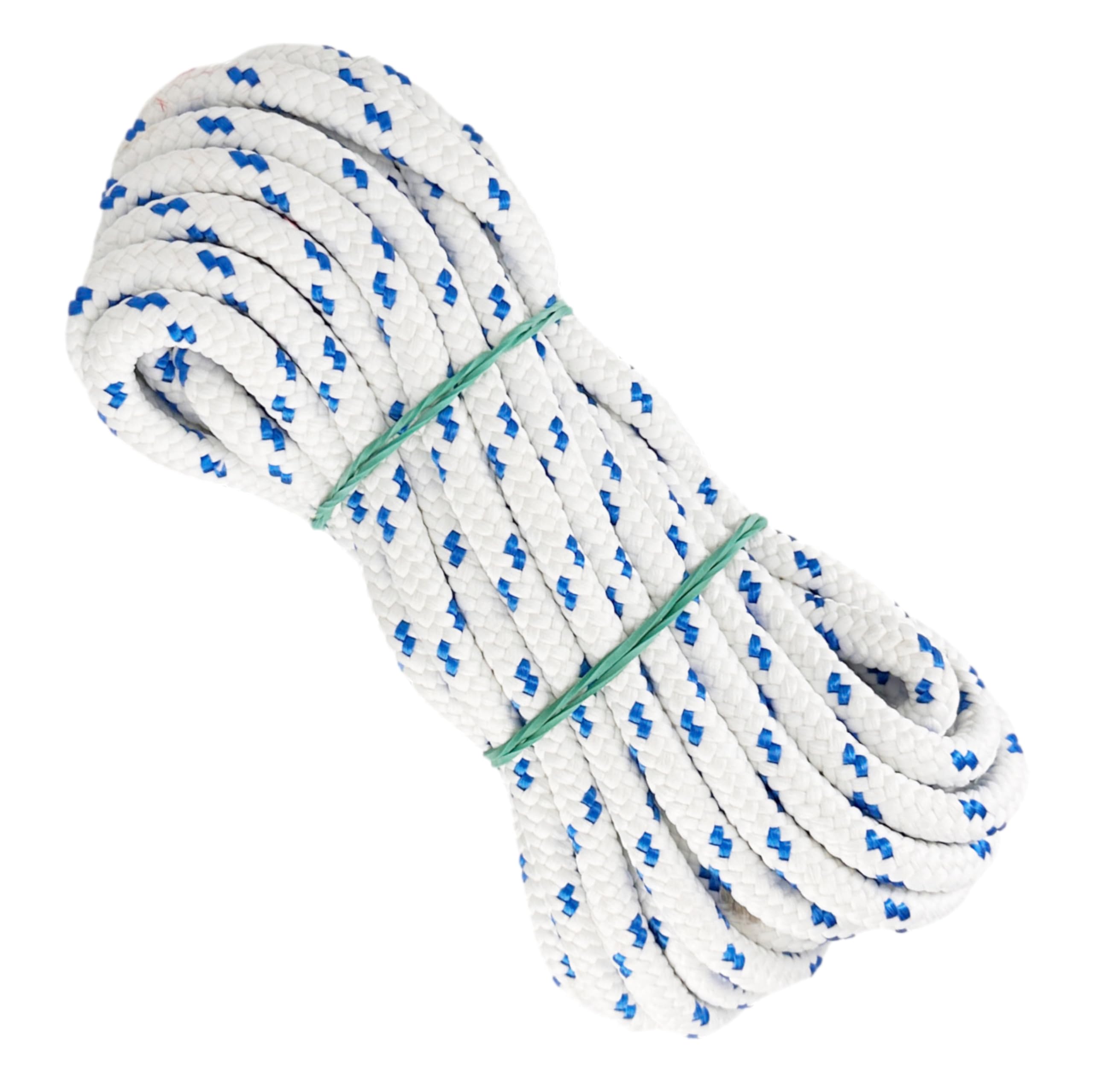 Matte polyester cord rope, 8MM * 10M, made in Spain, for DIY, awnings, camping, banners. White with Blue