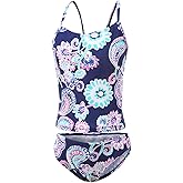 Girls Two Piece Tankini Swimsuits Hawaiian Ruffle Bathing Suit Summer Beach Swimwear Set