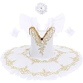 Ballet Leotards for Girl Gold Floral Shiny Swan Lake Costume Ballerina Platter Tutu Professional Ballet Pancake Dress