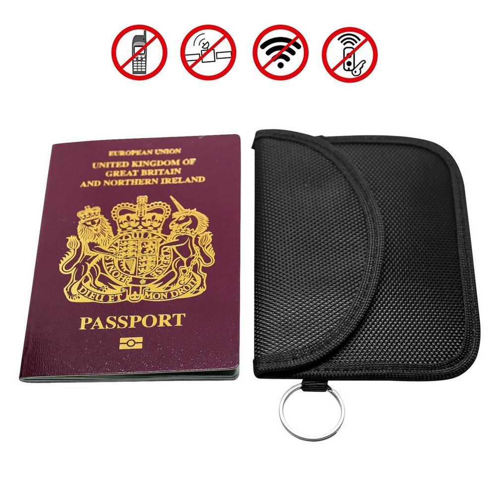 Secura Car Key Signal Blocker Case RFID Signals Blocking Large Guard Bag Blocking Pack Pouch Faraday Shielding For Car Key Signal Blocking Device Protector [Magnetic Closure] (Black) (Horizontal)