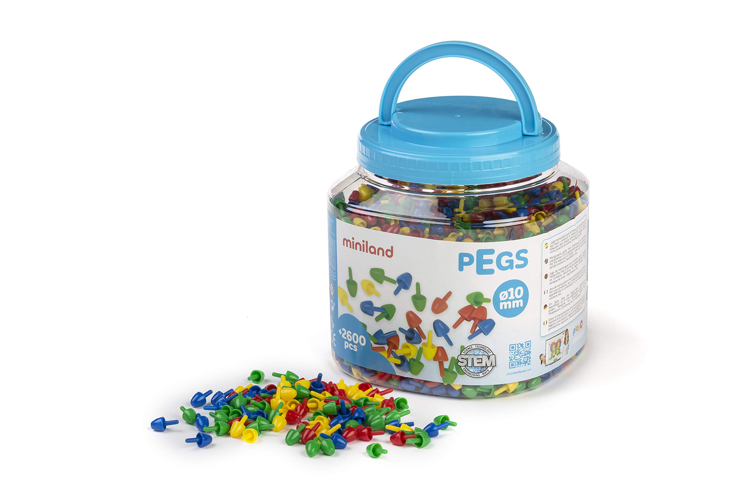 Miniland 10 mm Pegs in Jar (2600-Piece) 31810