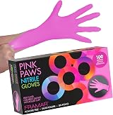 FRAMAR Pink Nitrile Gloves Medium Powder Free 100 Pack Durable