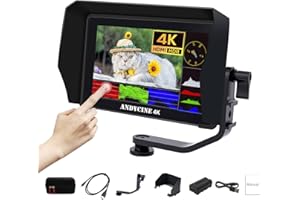 ANDYCINE A6 Plus V2 6" On Camera Monitor Bundle, 1920x1080 IPS Field Touchscreen HDR 4K HDMI 8.4V DC 5V2A USB C with Carry Case, Sunhood 3D LUT Waveform Peaking Focus Zebra
