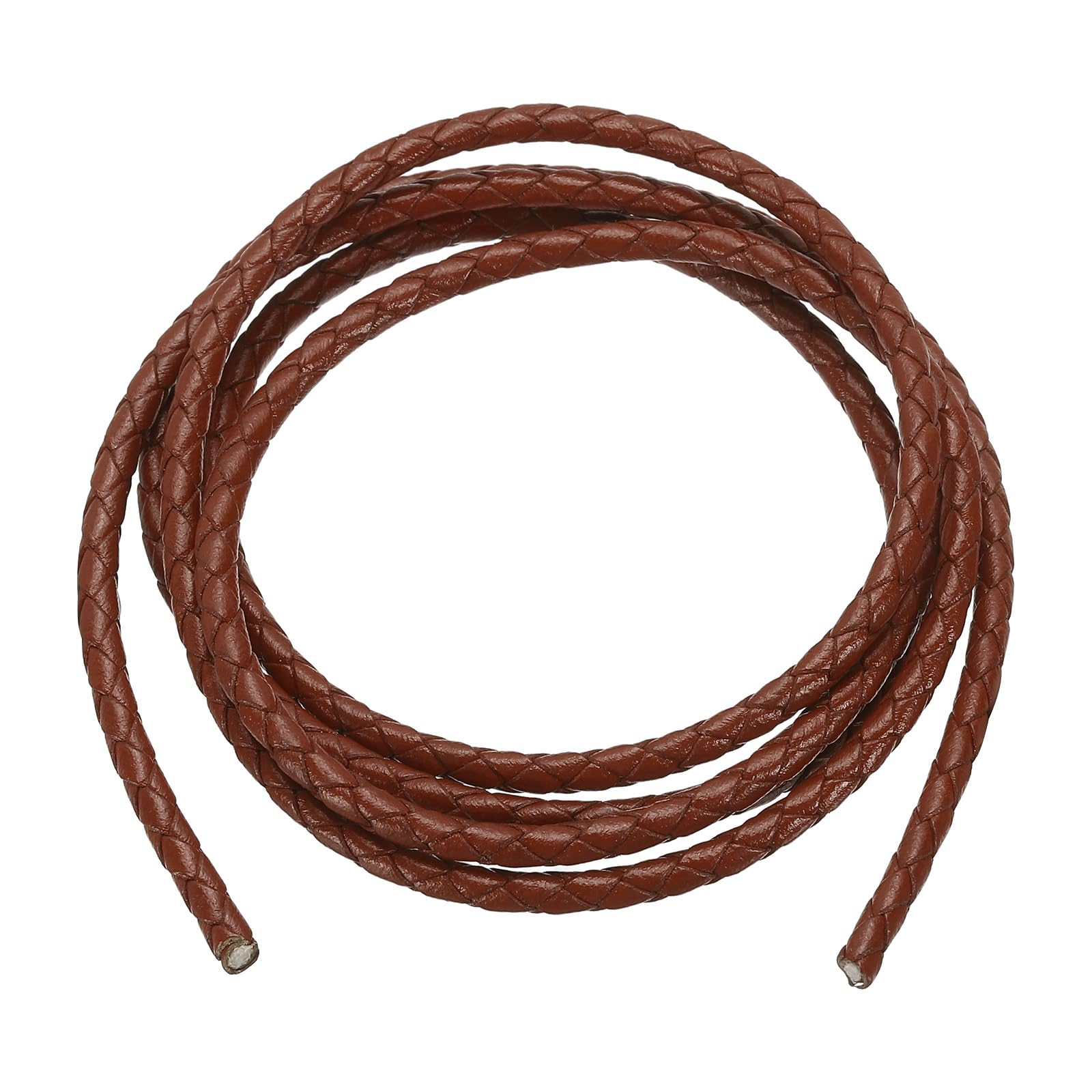 PATIKIL Round Braided Leather Cord, 4mm Round Braided Leather Cord Rope Folded for Crafts Jewelry Making Necklace Bracelets, Red/Brown (1.1 Yards)