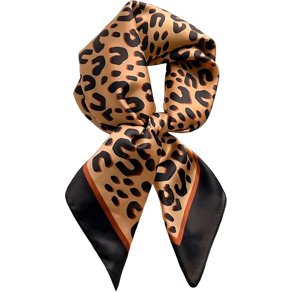 Leopard Print Silk Scarf for Women - Animal Hair Head 