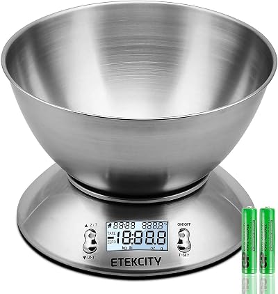 Etekcity Electronic Kitchen Scale with Stainless Steel Bowl 5kg 11lb
