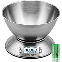 Etekcity Food Kitchen Bowl Scale, Digital Grams and Ounces for Weight Loss, Baking, Cooking, Keto and Meal Prep, Silver