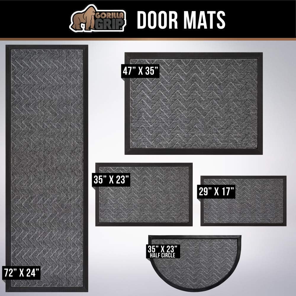 Gorilla Grip Durable Natural Rubber Door Mat, Waterproof, Low Profile, Heavy Duty Welcome Doormat for Indoor and Outdoor, Easy Clean, Rug Mats for Entry, Patio, Busy Areas, 17x29, Gray Diamond: Home & Kitchen