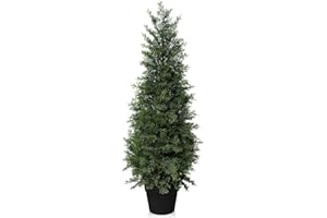 LOMANTO 3Ft Artificial Tree,Fake Topiary Cedar Tree for Indoor Outdoor, UV Rated Potted Plants for Porch Decor Faux Pine Tree for Perfect Housewarming 1Pack