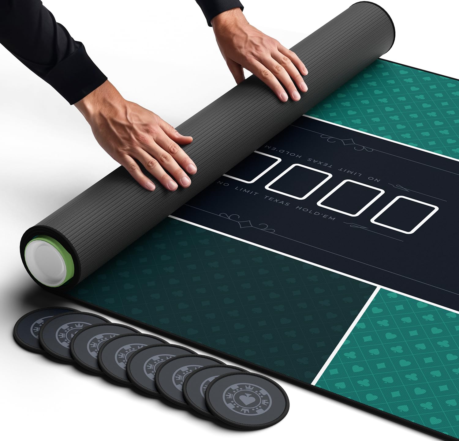 Photo 1 of (MAT ONLY) Newverest Poker Table Top 70" x 30" - Ideal Poker Topper for 6ft and 8ft Folding Tables (30" Width), Texas Hold'em Poker Mat for Home Games Casino Nights | Portable with Zipper Storage Bag in Gift Box