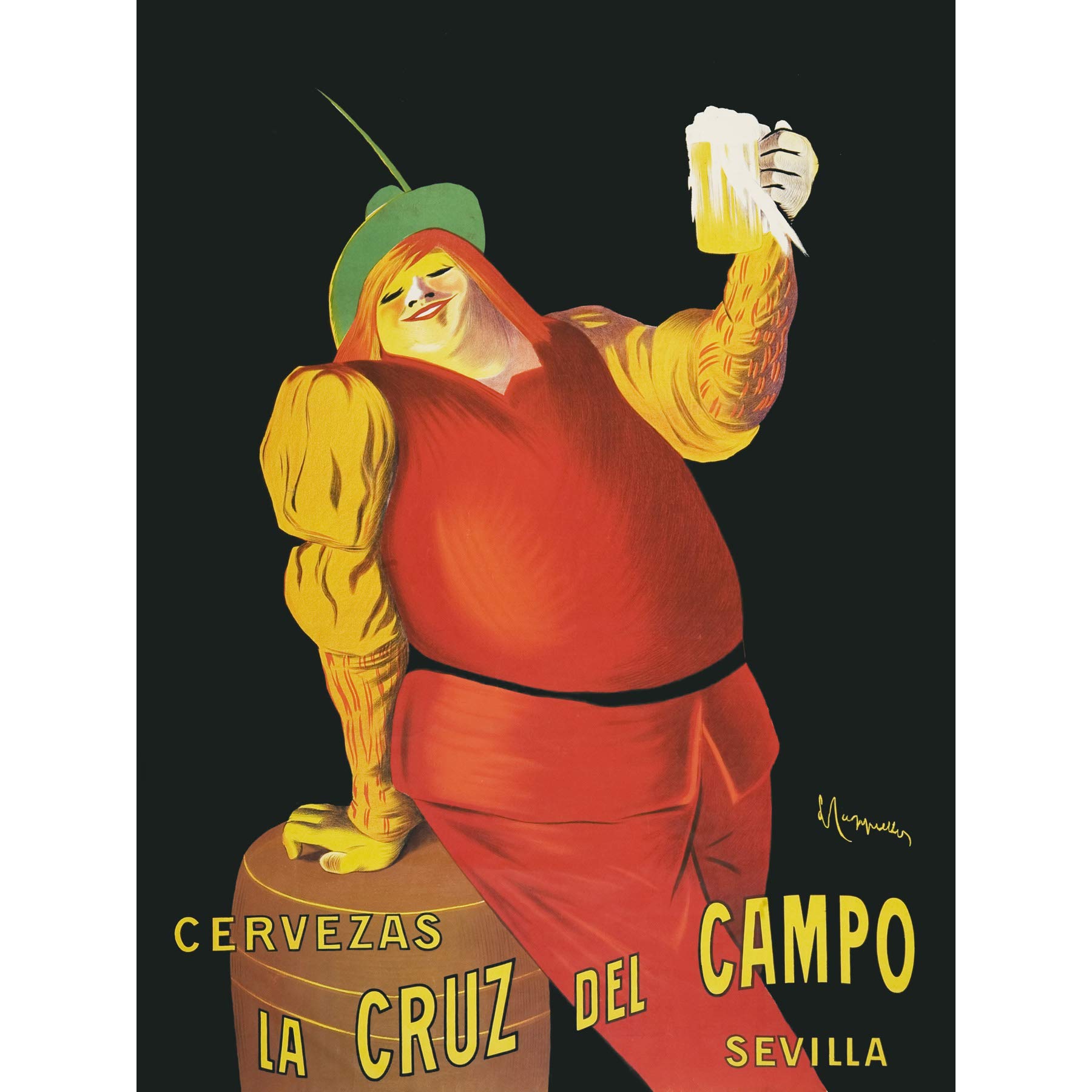 Cappiello Cervezas Cruz Campo Beer Advert Premium Wall Art Canvas Print 18X24 Inch