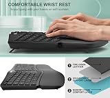 Arteck Split Ergonomic Keyboard with Cushioned Wrist Rest, 2.4G Wireless view 3