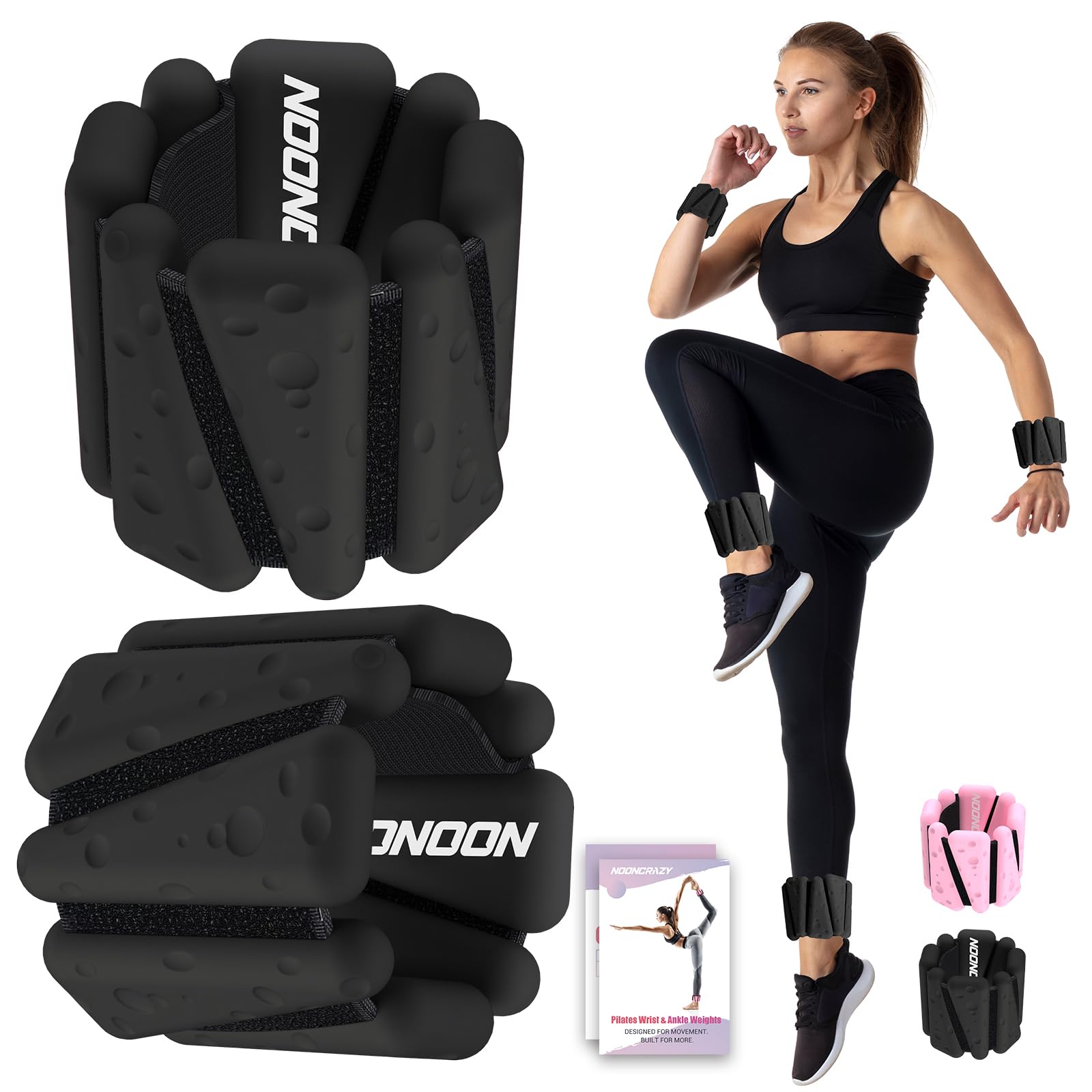 Photo 1 of Wrist Ankle Weights Bangles 4lbs for Women, Adjustable Silicone Pilates Weights Bracelet, Heavy Duty Fasteners Wearable Arm & Leg Weights for Yoga, Pilates, Barre, Walking and Gym (Set of 2)