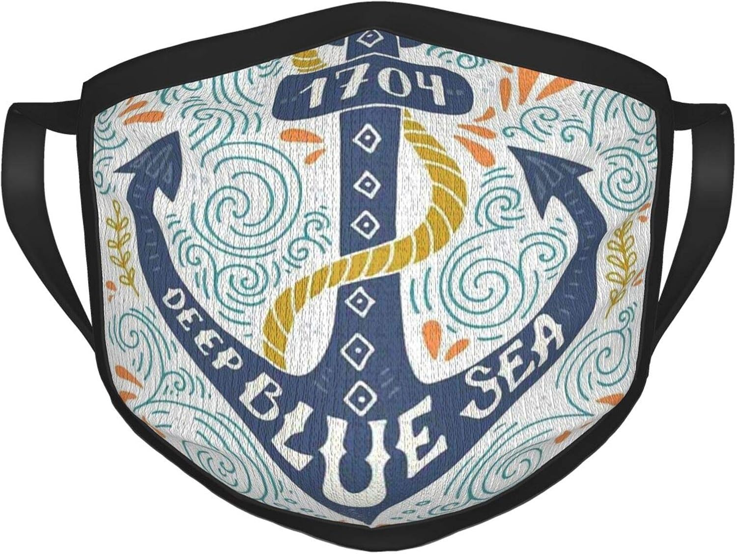 Docmom Face Mask Nautical Colorful Anchor Letters Deep Sea Marine Ship