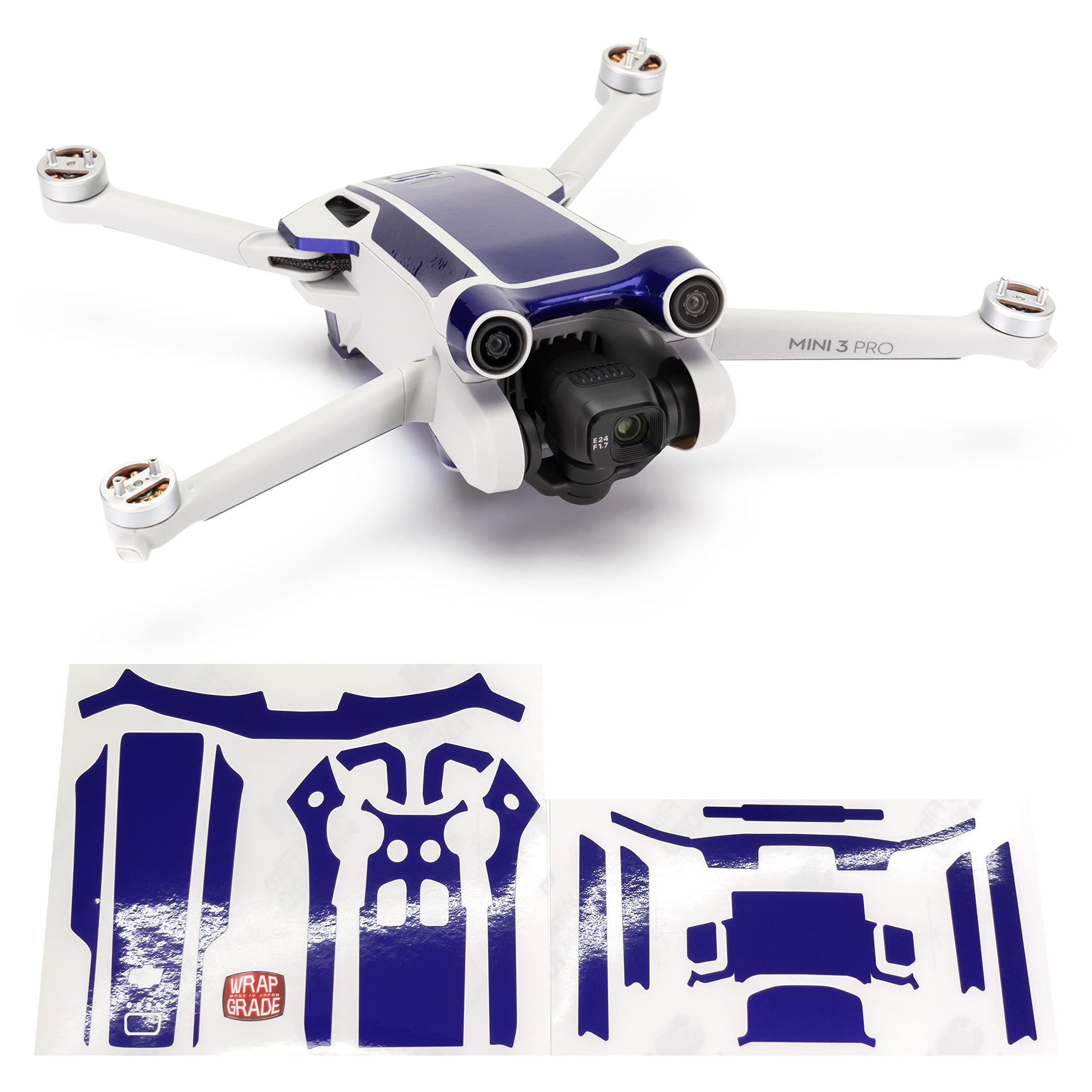 WRAPGRADE Skin Stickers compatible with DJI Mini 3 Pro | Accent Color (STRATOSPHERE BLUE) — image 1