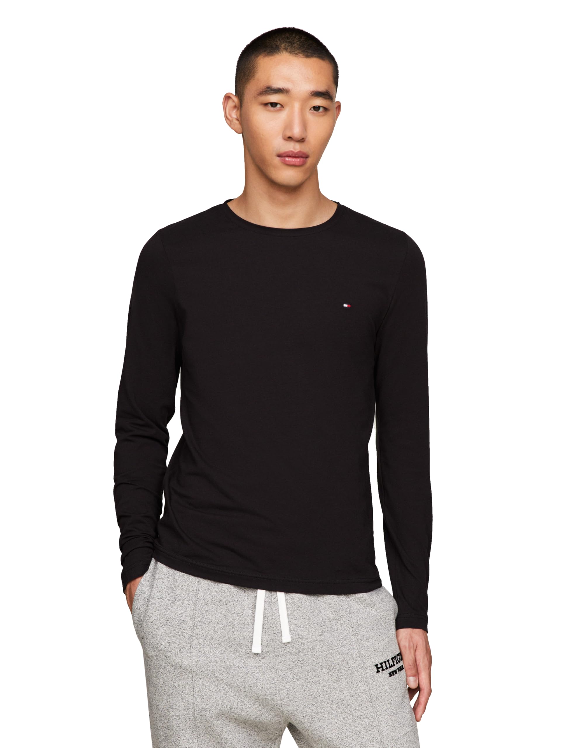 Tommy Hilfiger Men’s Stretch Slim Fit Long Sleeve Tee Black