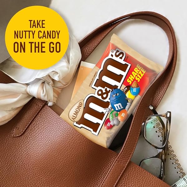 M&M’S ALMOND CHOCOLATE CANDY, FULL SIZE 2.83 OZ BAG, PACK OF 18 BULK CANDY CHOCOLATE