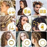 JOLCEEY 225pcs Gold Hair Jewellery Beads Cuffs Charms Rings for Braids view 6
