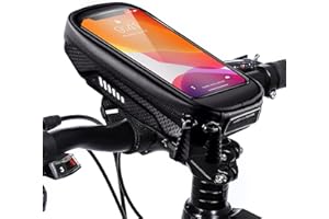 HUANLANG Bike Phone Mount Bag Bike Front Frame Top Tube Handlebar Bags Waterproof Bicycle Cell Phone Mount Case with Touch Screen Phone Holder for Bike Bag Shockproof,Bike Pouch for Phone Below 6.7"